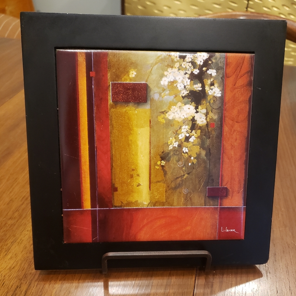 Wood and Tile Trivet Summer Bloom Art